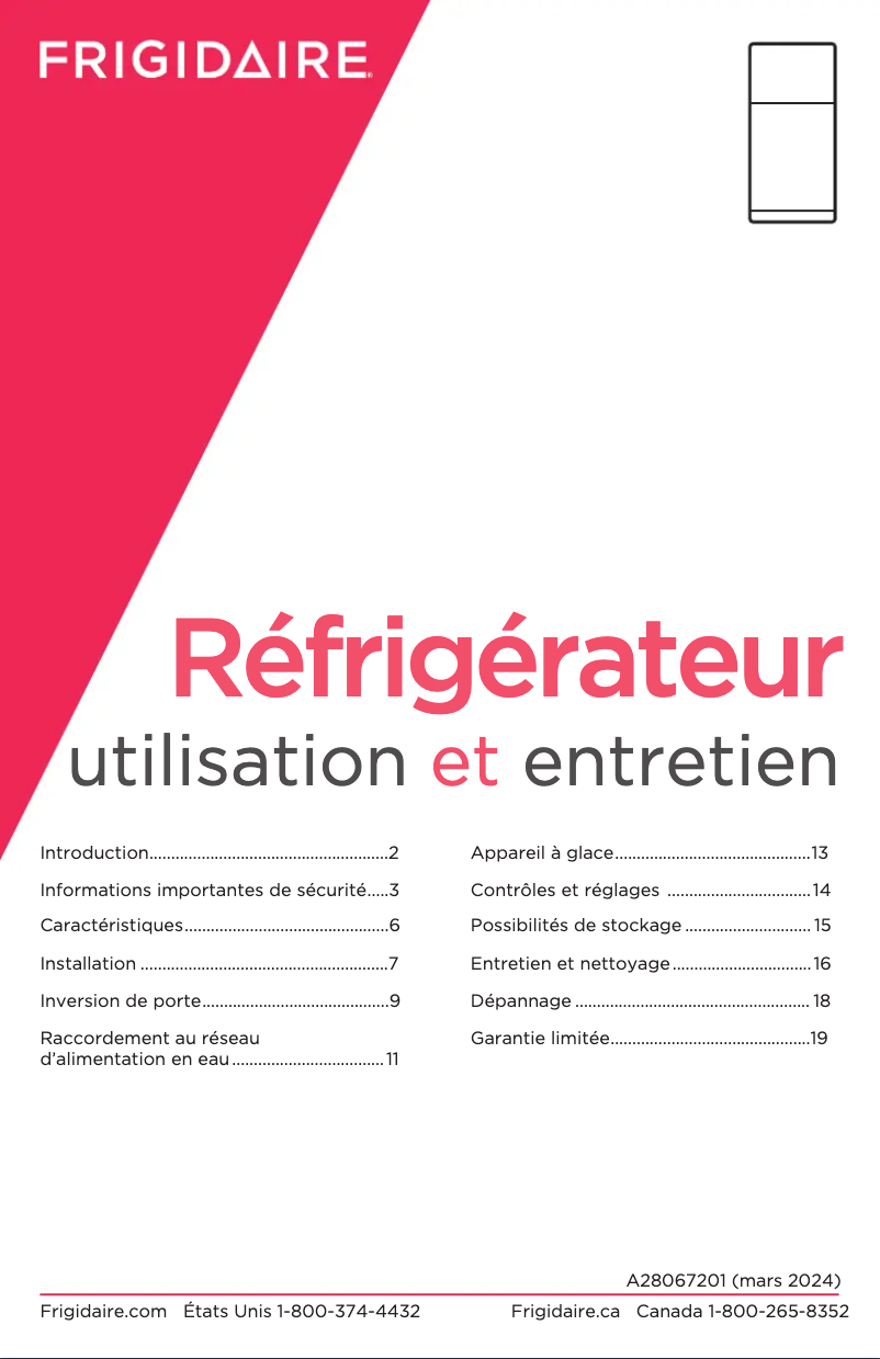 Page n°1 - Manuel utilisateur Frigidaire FRTE1622AB