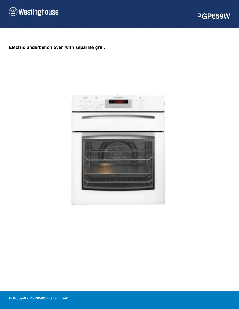 Page n°1 - Fiche technique Westinghouse PGP659W
