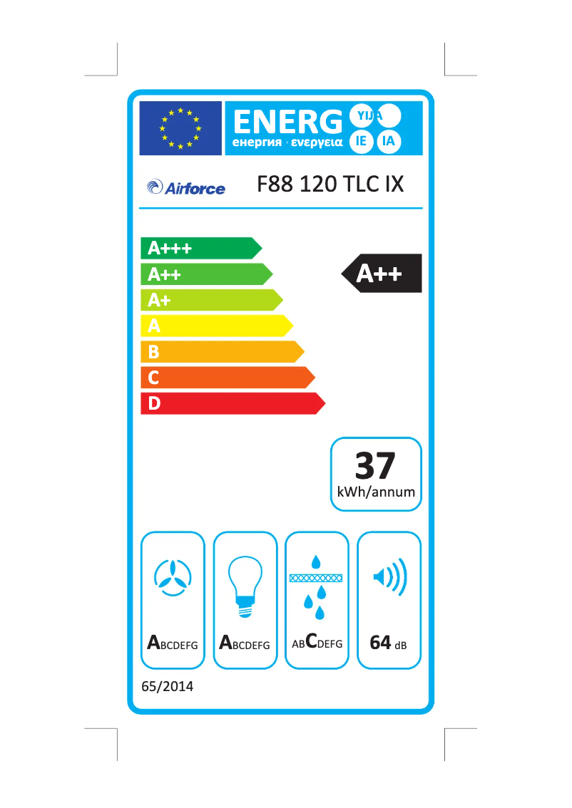 Page 1 de la notice Label énergétique Airforce F88 120
