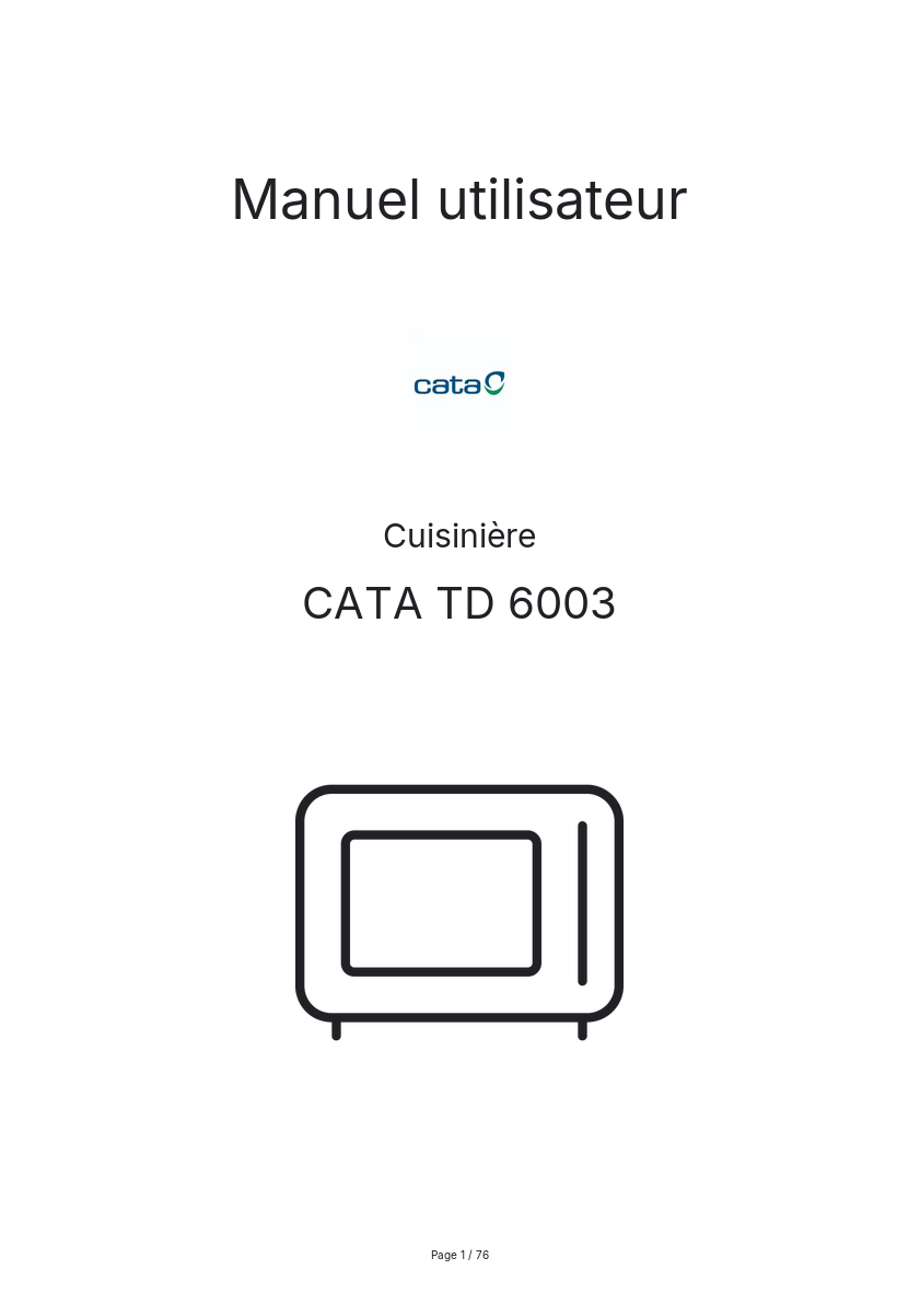 Page n°1 - Manuel utilisateur CATA TD 6003
