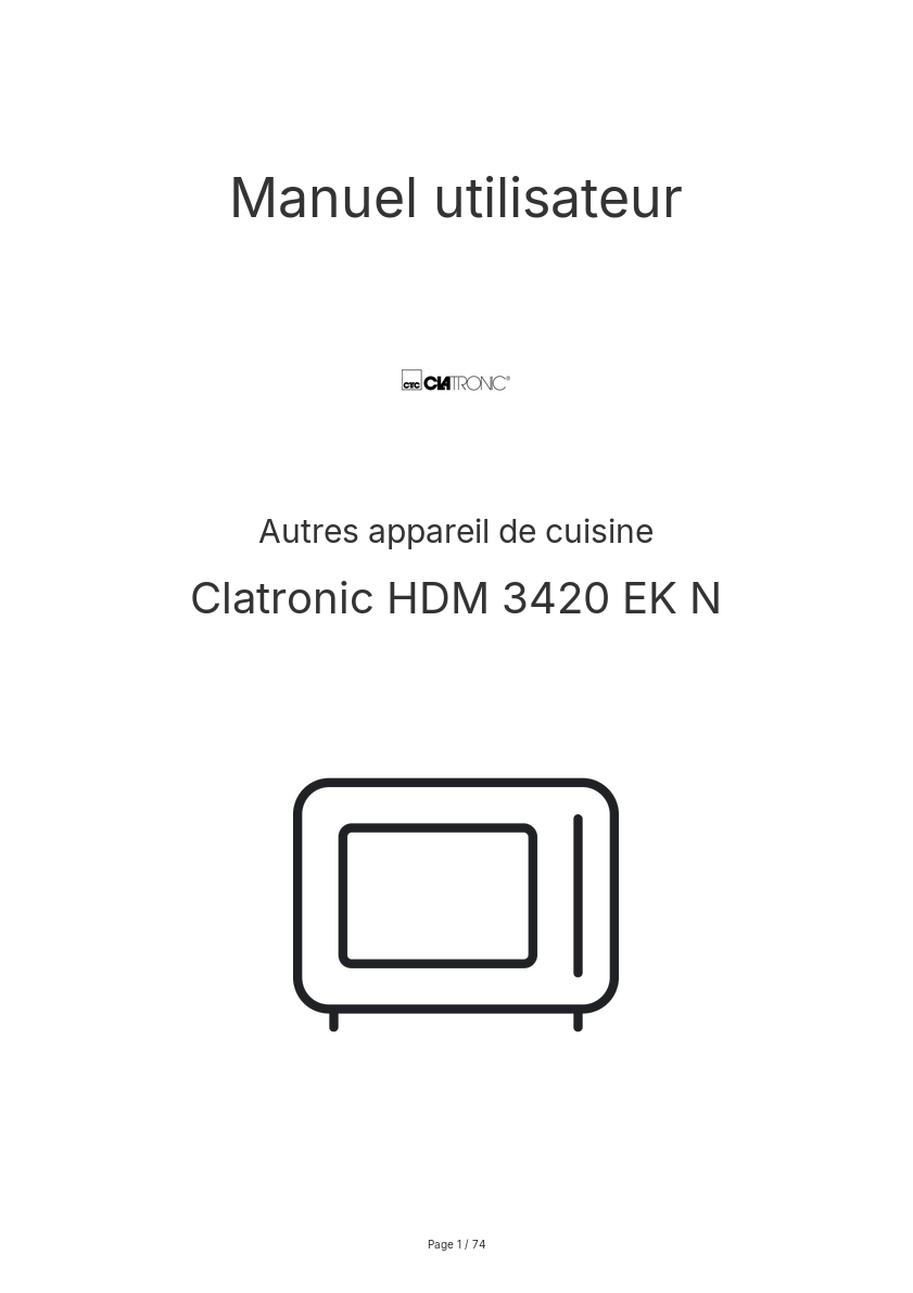 Image de la première page du manuel de l'appareil HDM 3420 EK N