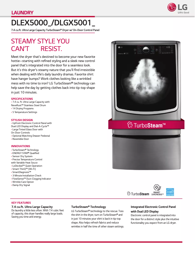 Página 1 del manual Ficha técnica LG DX5001