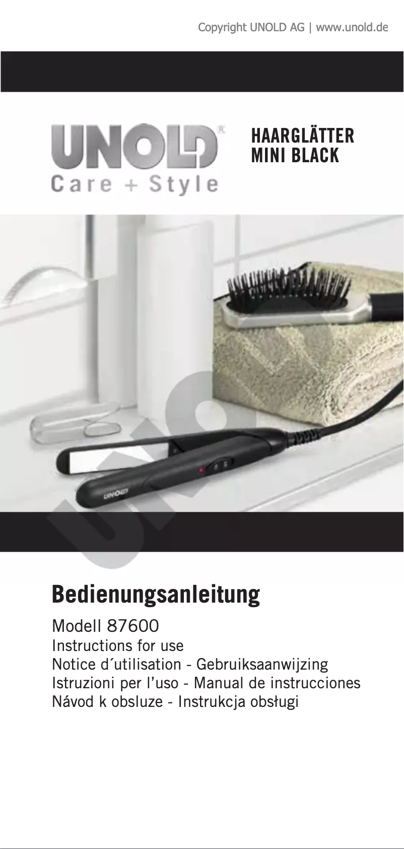 Page 1 de la notice Manuel utilisateur Unold Mini black 87600