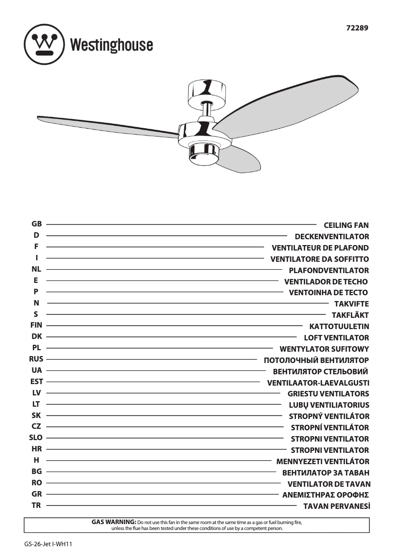 Page 1 de la notice Manuel utilisateur Westinghouse 72289