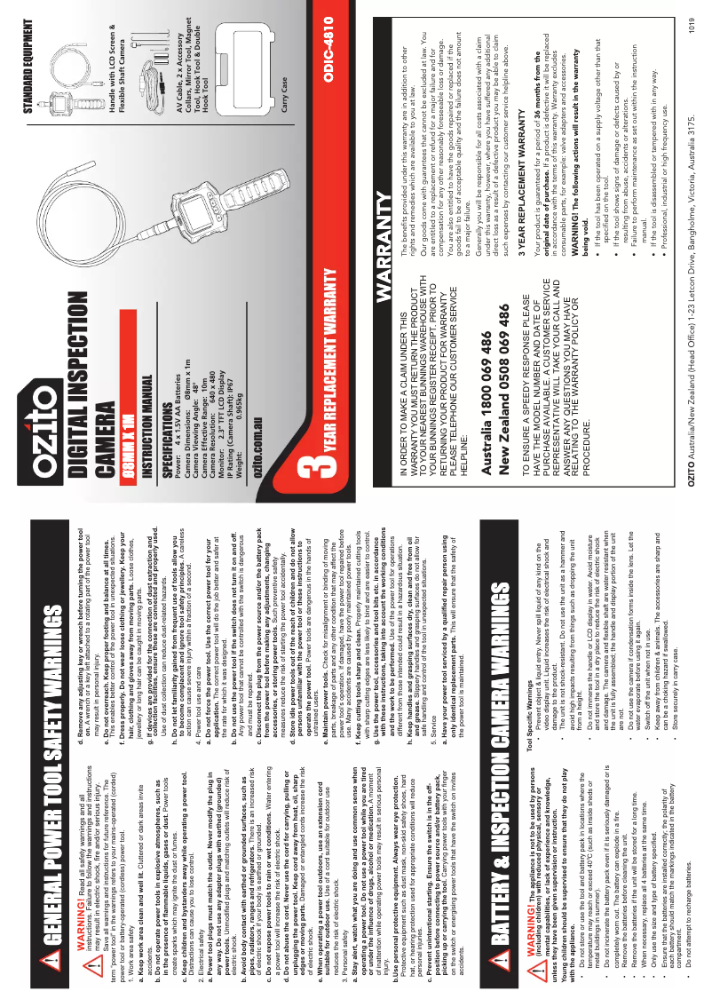 Image de la première page du manuel de l'appareil ODIC-4810