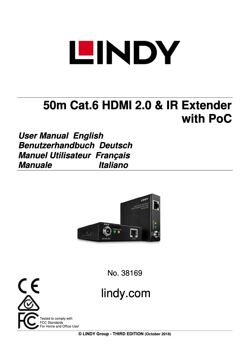 Page 1 de la notice Manuel utilisateur Lindy 38169