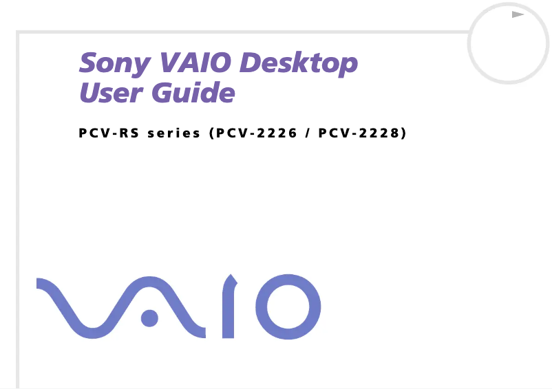 Page n°1 - Manuel utilisateur Sony Vaio PCV-RS206
