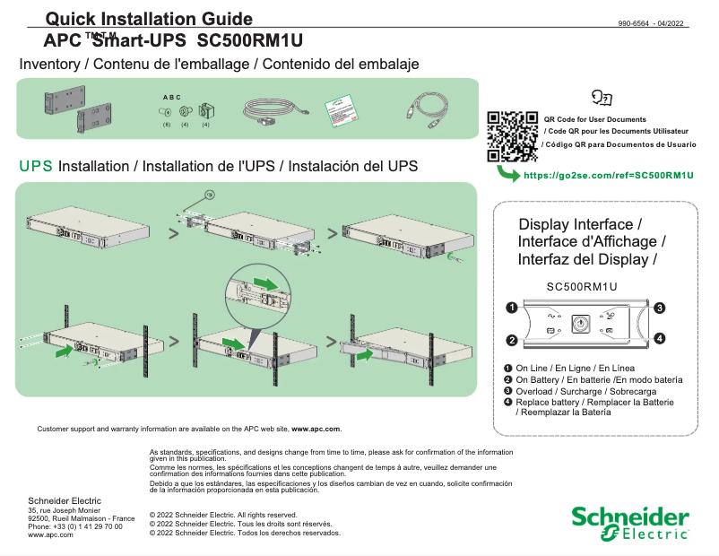 Image de la première page du manuel de l'appareil Smart-UPS SC500RM1U