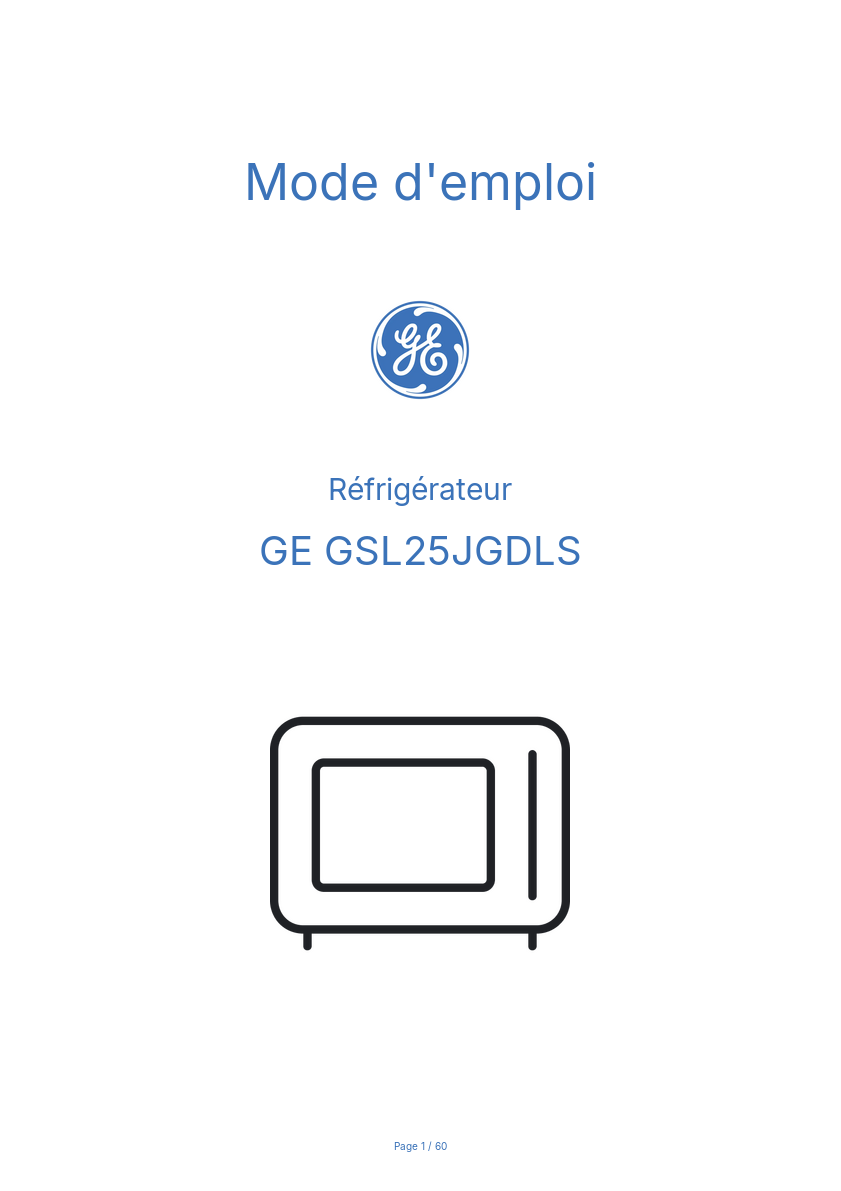 Page n°1 - Mode d'emploi GE GSL25JGDLS
