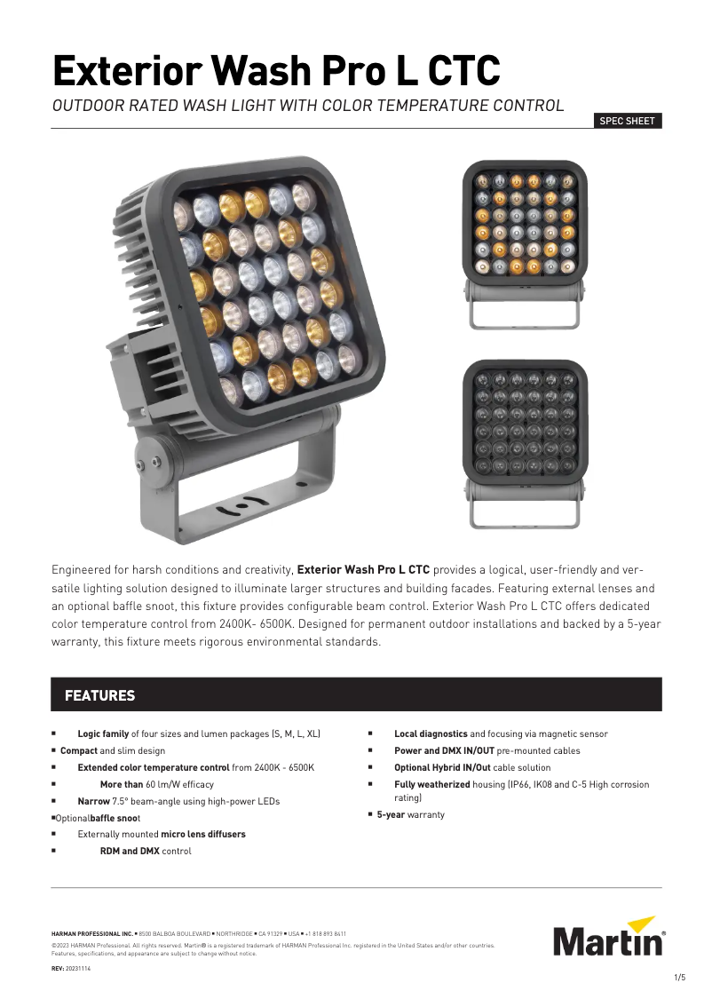 Page n°1 - Fiche technique Martin Exterior Wash Pro L CTC