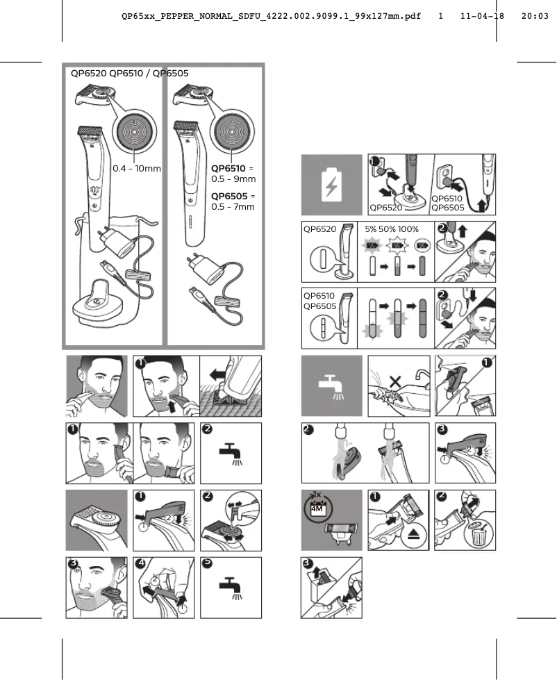 Image de la première page du manuel de l'appareil OneBlade Pro QP6505