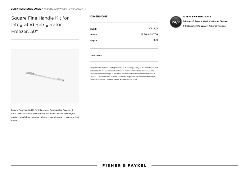 Page 1 de la notice Manuel utilisateur Fisher & Paykel AHD5RD3084W