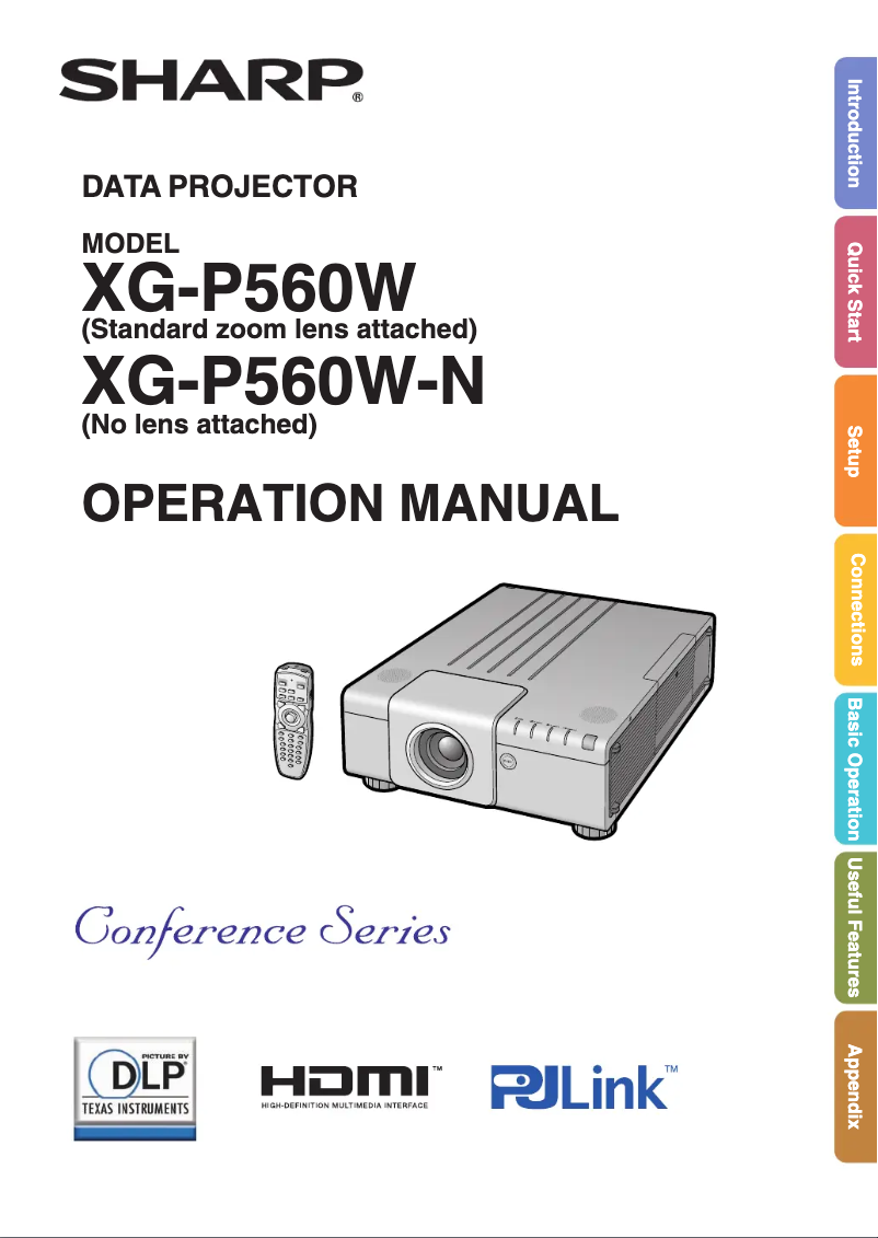 Page n°1 - Manuel utilisateur Sharp XG-P560W