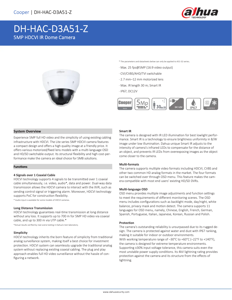 Image de la première page du manuel de l'appareil HAC-D3A51-Z