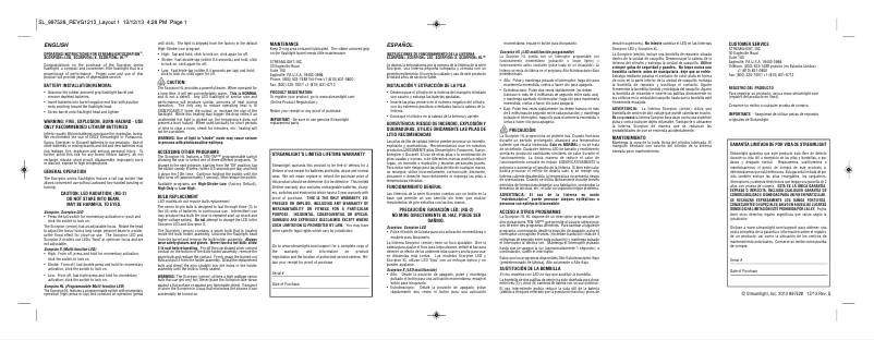 Page n°1 - Manuel utilisateur Streamlight Scorpion