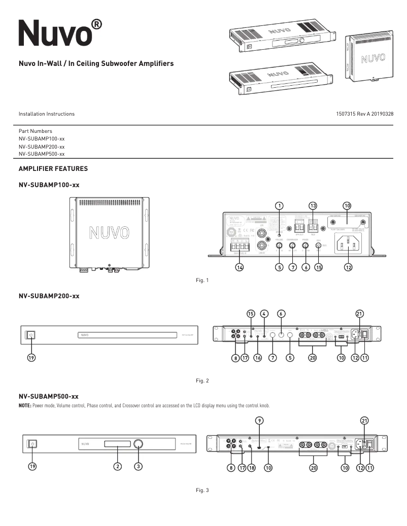 Image de la première page du manuel de l'appareil NV-SUBAMP200-NA