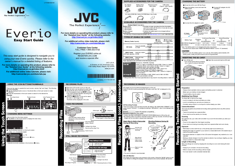 Page n°1 - Manuel utilisateur JVC GS-TD1BEU