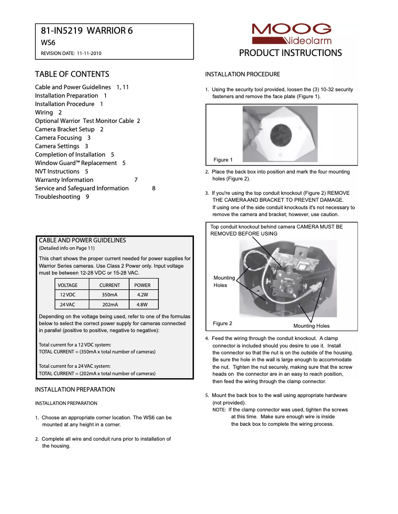 Page n°1 - Manuel utilisateur Moog Videolarm WS6S-50NF-X2
