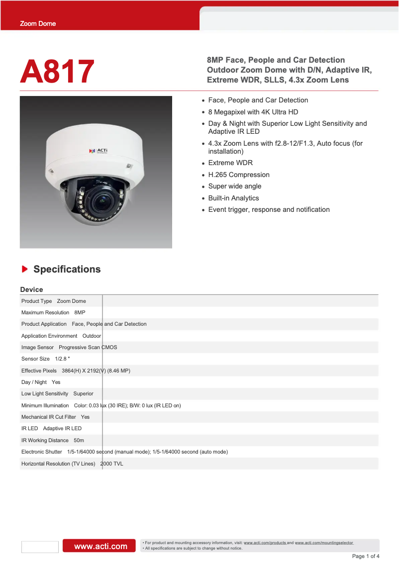 Image de la première page du manuel de l'appareil A817