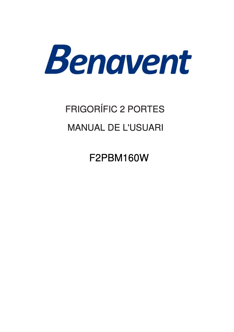 Page n°1 - Manuel utilisateur Benavent F2PBM160W