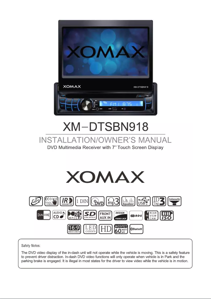 Page n°1 - Manuel utilisateur Xomax XM-DTSBN918