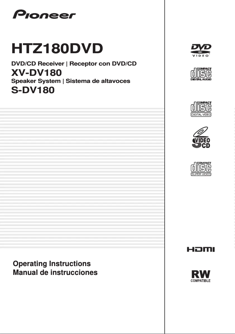 Page n°1 - Manuel utilisateur Pioneer HTZ180DVD