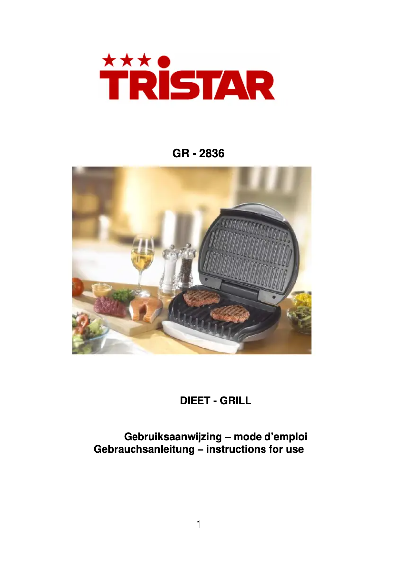 Page 1 de la notice Manuel utilisateur TriStar GR-2836