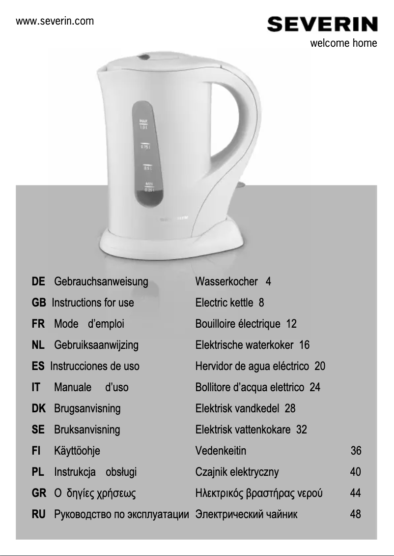 Page 1 de la notice Manuel utilisateur Severin WK 3363