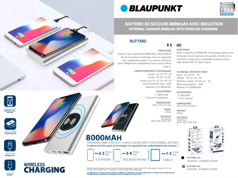 Image de la première page du manuel de l'appareil BLP7480