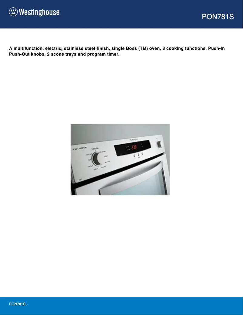 Page 1 de la notice Manuel utilisateur Westinghouse PON781S