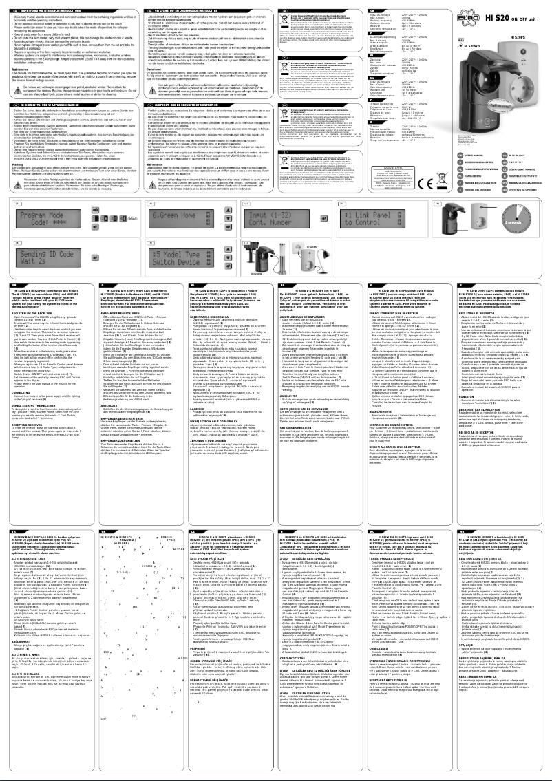 Page n°1 - Manuel utilisateur Elro HIS20