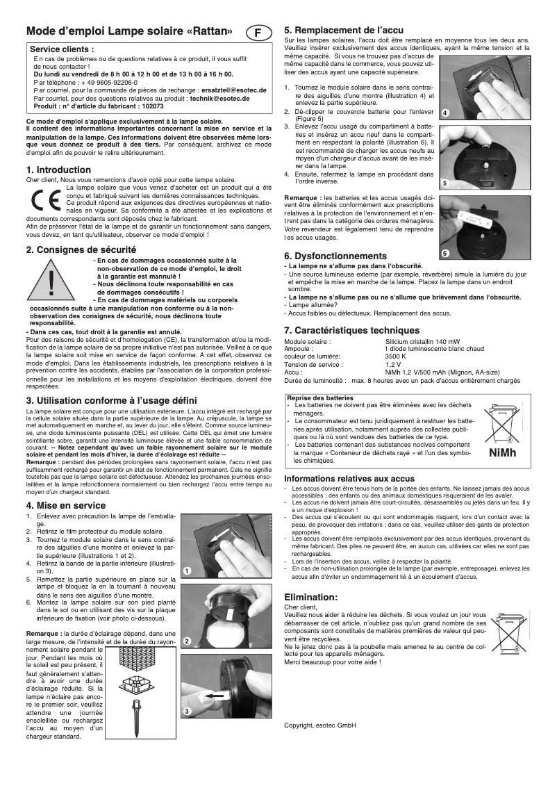 Image de la première page du manuel de l'appareil Rattan