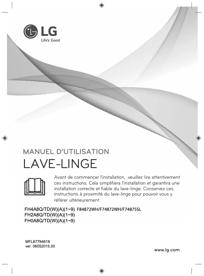 Page 1 de la notice Manuel utilisateur LG F74875SL