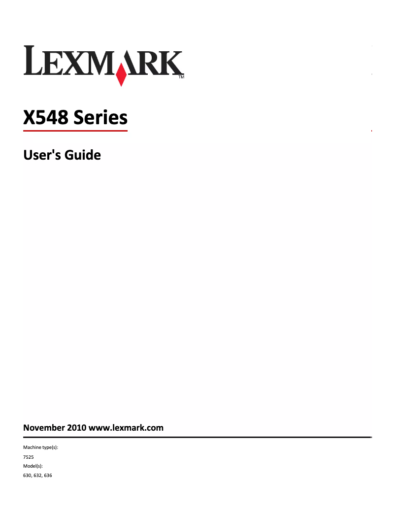Page 1 de la notice Manuel utilisateur Lexmark X548de