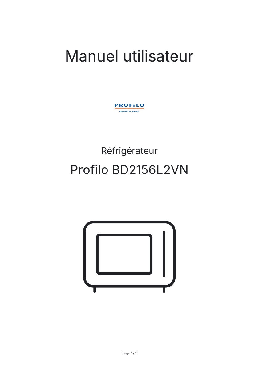 Image de la première page du manuel de l'appareil BD2156L2VN