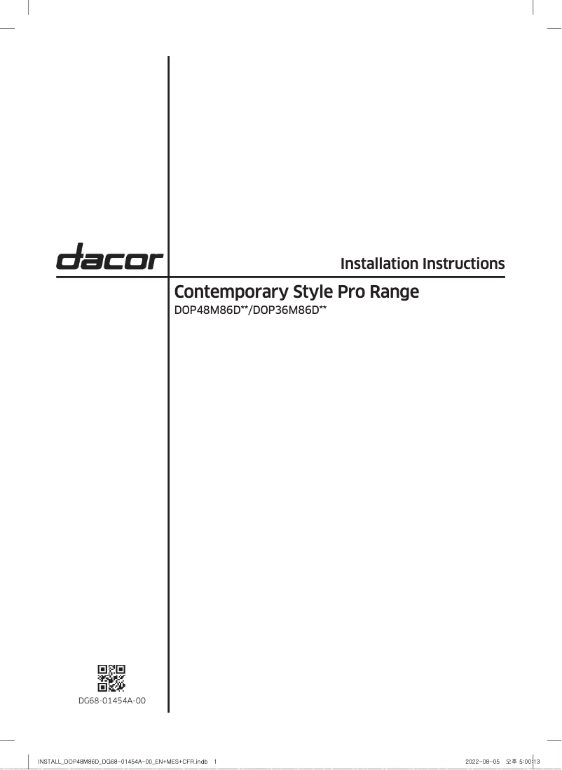 Page 1 de la notice Guide d'installation Samsung DOP36M86DPS