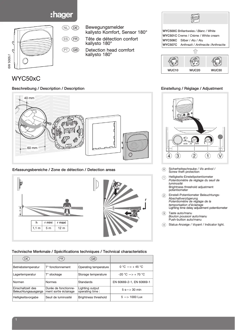 Image de la première page du manuel de l'appareil WYC501C