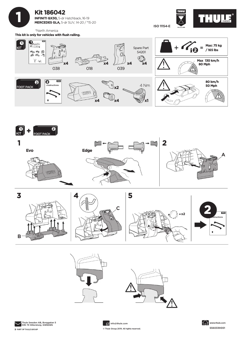 Page n°1 - Manuel utilisateur Thule Kit 186042