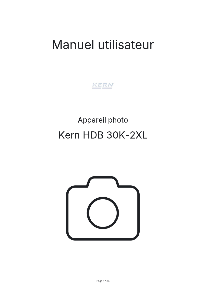 Page n°1 - Manuel utilisateur Kern HDB 30K-2XL