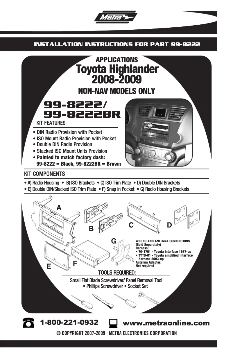 Page n°1 - Manuel utilisateur Metra 99-8222