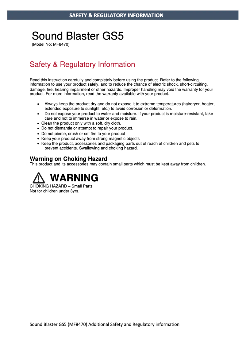 Página 1 del manual Instrucciones de seguridad Creative Sound Blaster GS5