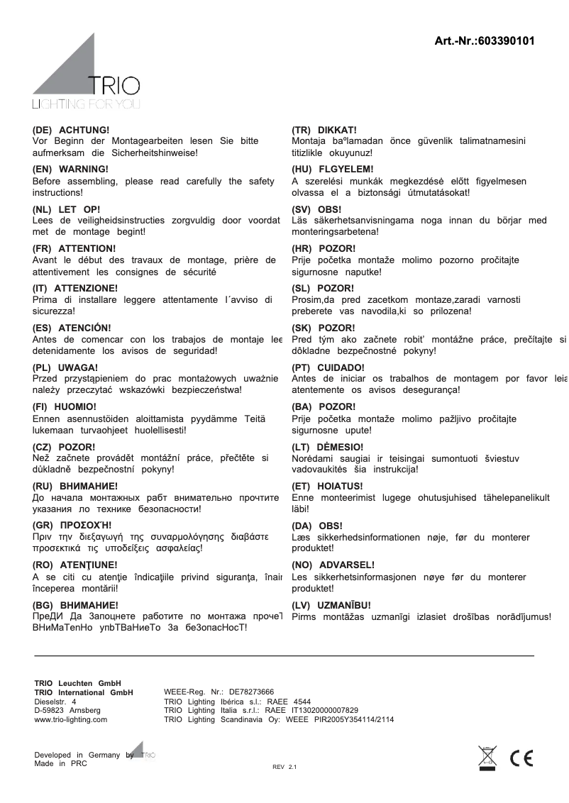 Image de la première page du manuel de l'appareil Lilly 603390101