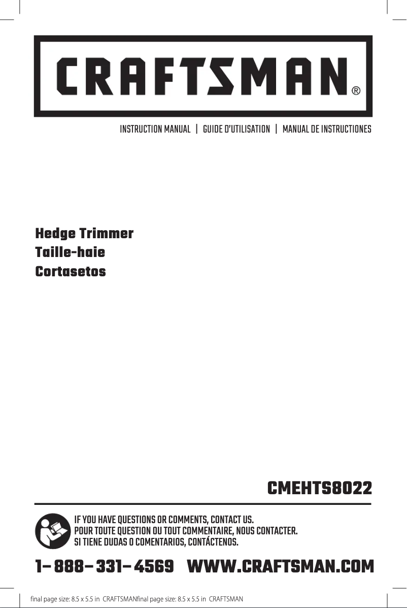 Page n°1 - Manuel utilisateur Craftsman CMEHTS8022