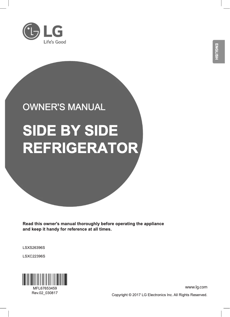 Page 1 de la notice Manuel utilisateur LG LSXS26396