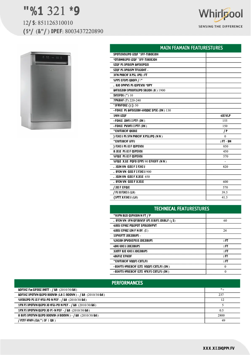 Page n°1 - Fiche technique Whirlpool ADP 321 IX