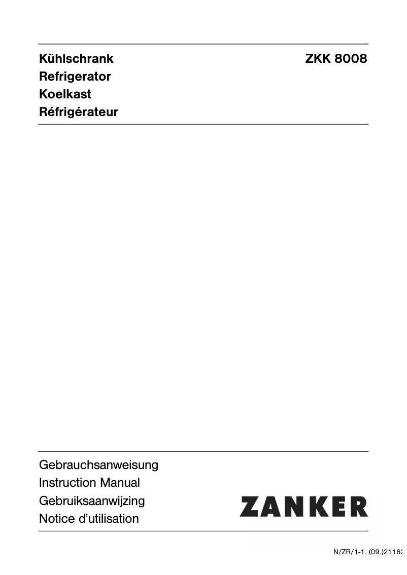 Page n°1 - Manuel utilisateur Zanker ZKK 8008