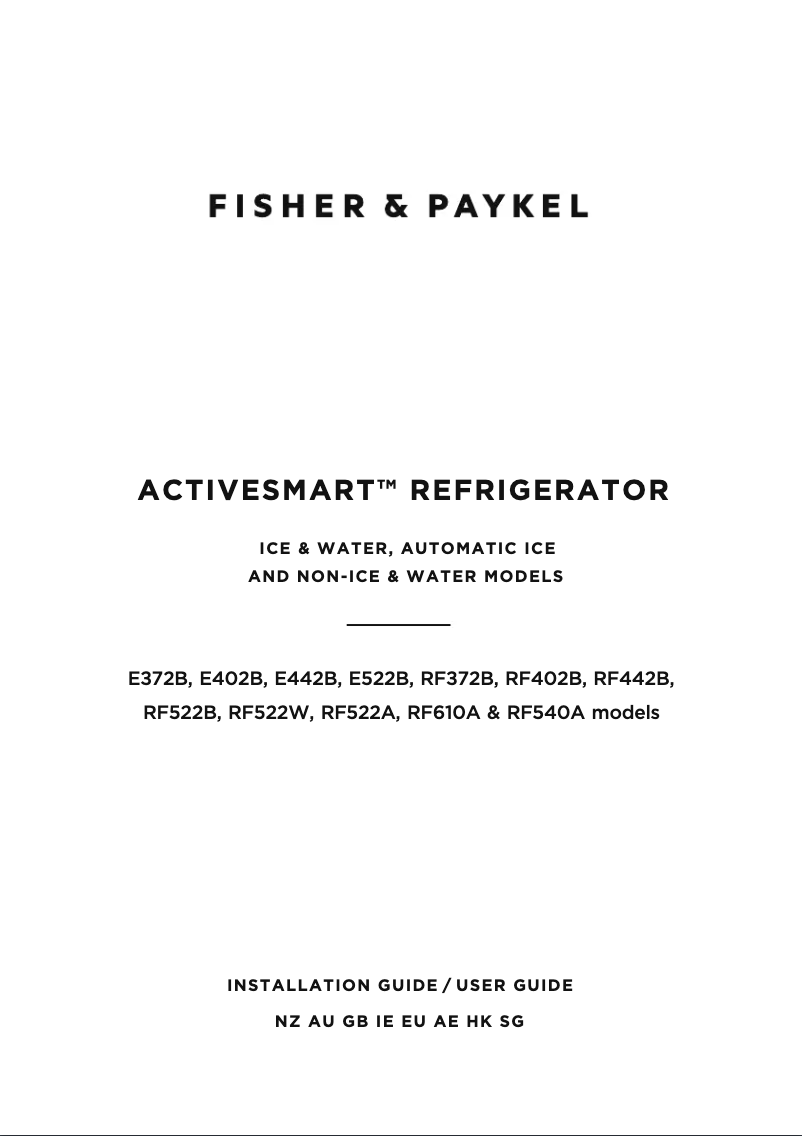 Page n°1 - Guide d'installation Fisher & Paykel E442BRXFDU5