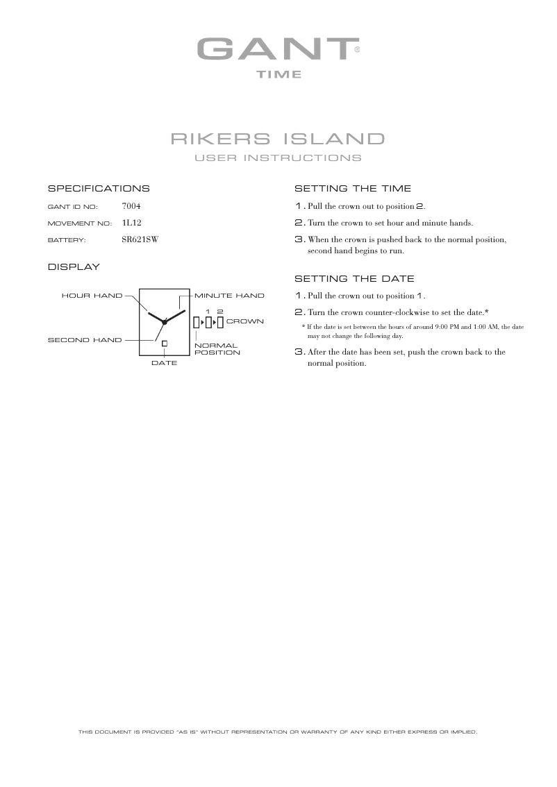Page 1 de la notice Manuel utilisateur Gant Rikers Island 7004