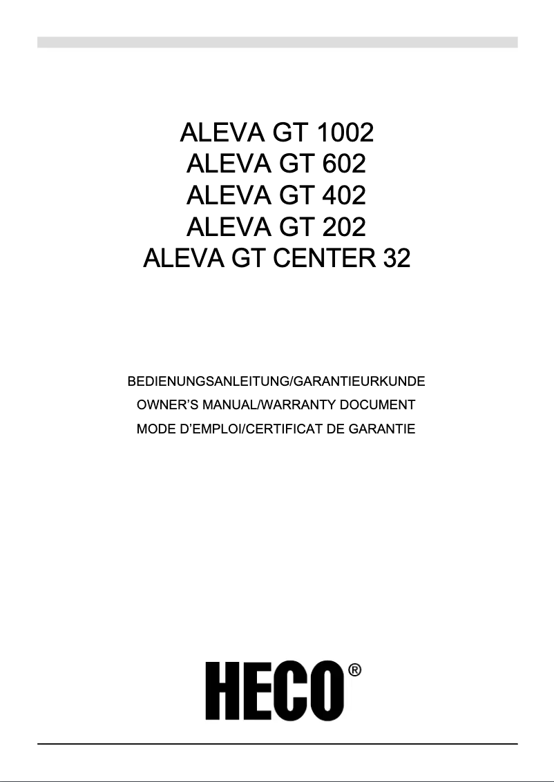 Page n°1 - Mode d'emploi Heco Aleva GT 402