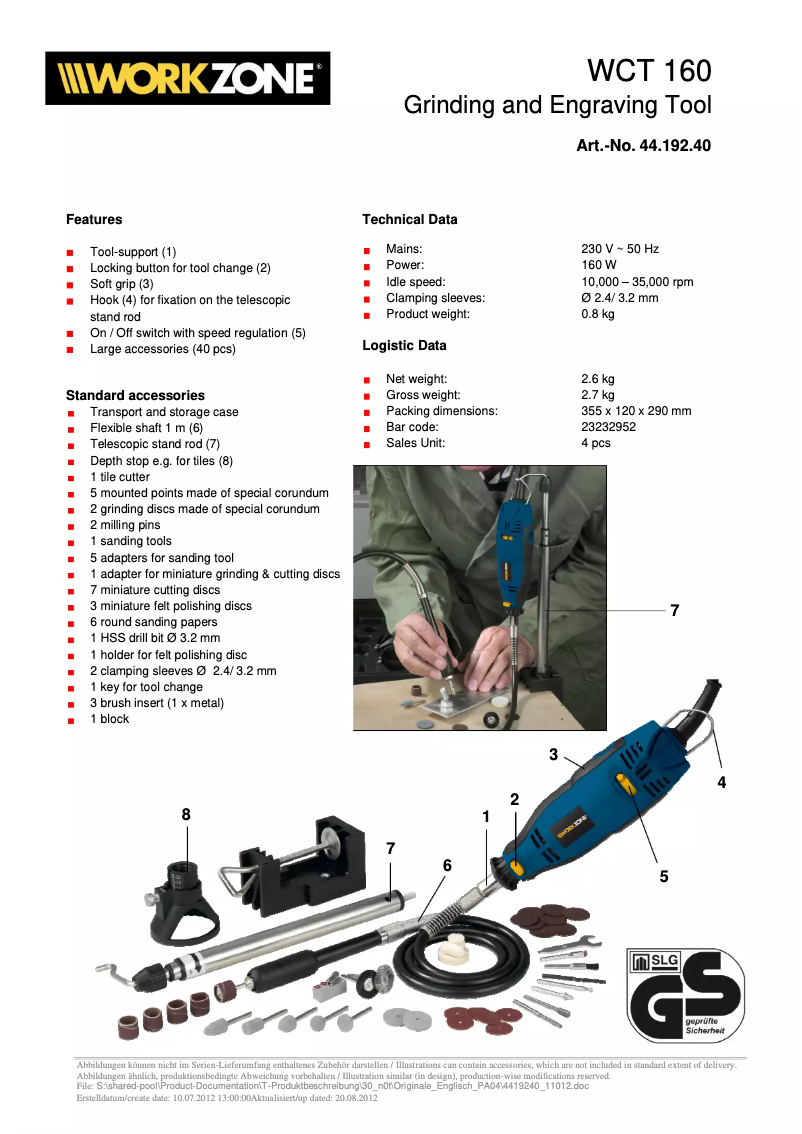 Page 1 de la notice Manuel utilisateur Workzone WCT 160